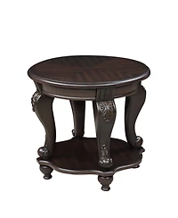 Streamdale 22" Two Tone Round End Table,Solid Wood Sofa Side Table with Shelf,Living Room Corner Table Easy Assemble, Espresso