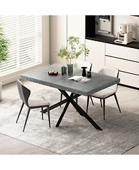 Streamdale Furniture Retro Stretch Dining Table with Storage Box, Stone Top