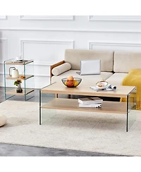 Streamdale 3-Tier Side Table & Coffee Table Set with Mdf Board and Tempered Glass