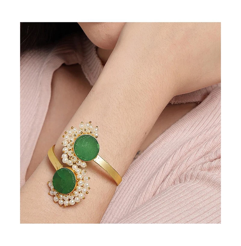 Sohi Women's Cluster Stone Cuff Bracelet