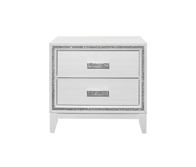 2-Drawer Faux Crystal Bling Nightstand – Glam Bedside Table with Storage