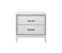 2-Drawer Faux Crystal Bling Nightstand – Glam Bedside Table with Storage
