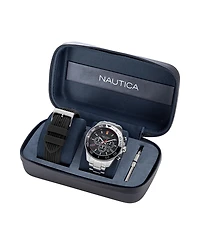 Nautica Men's Analog Silver-Tone Stainless Steel Watch Set, 48mm