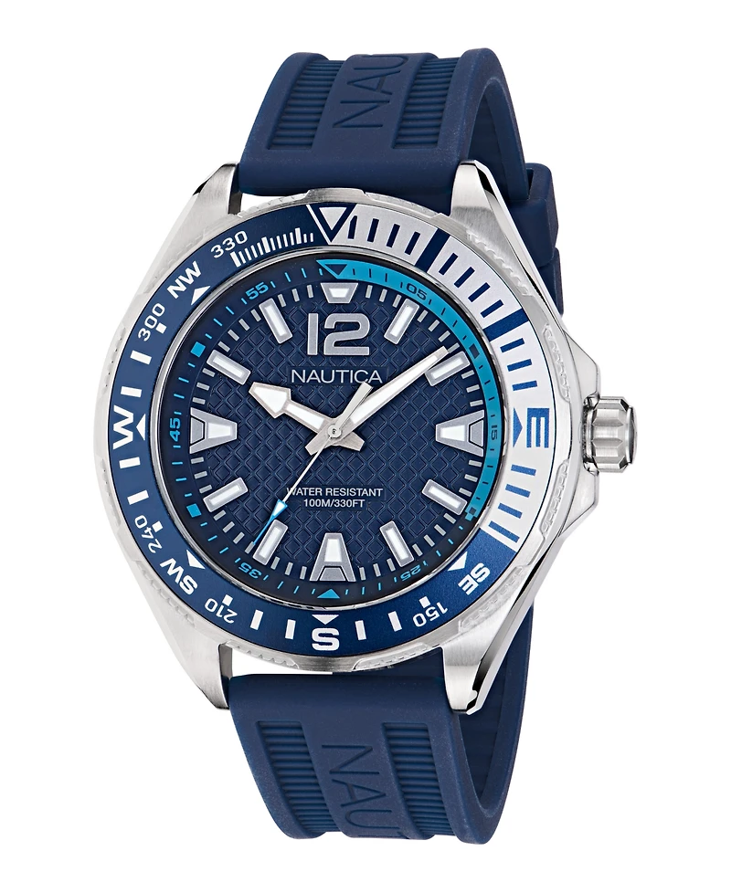 Nautica Men's Analog Blue Silicone Watch, 48mm