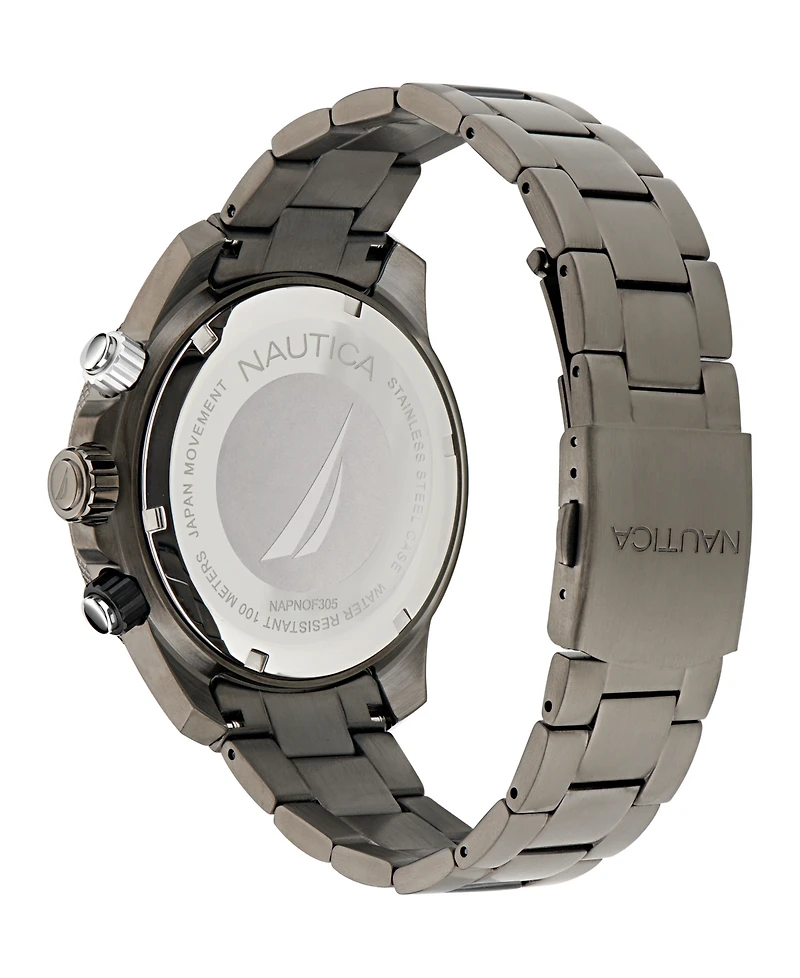 Nautica Men's Chronograph Silver-Tone Stainless Steel Watch, 48mm