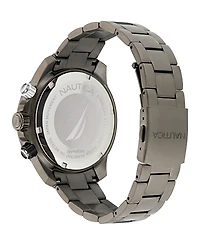 Nautica Men's Chronograph Silver-Tone Stainless Steel Watch, 48mm