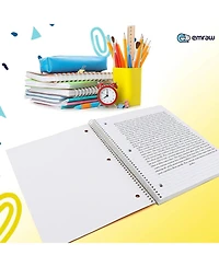 Emraw 3 Subject Spiral Notebooks Pink, Wide Ruled, 120 Sheets White Paper Ideal for Class Assignments, Homework, Planning and General Notes