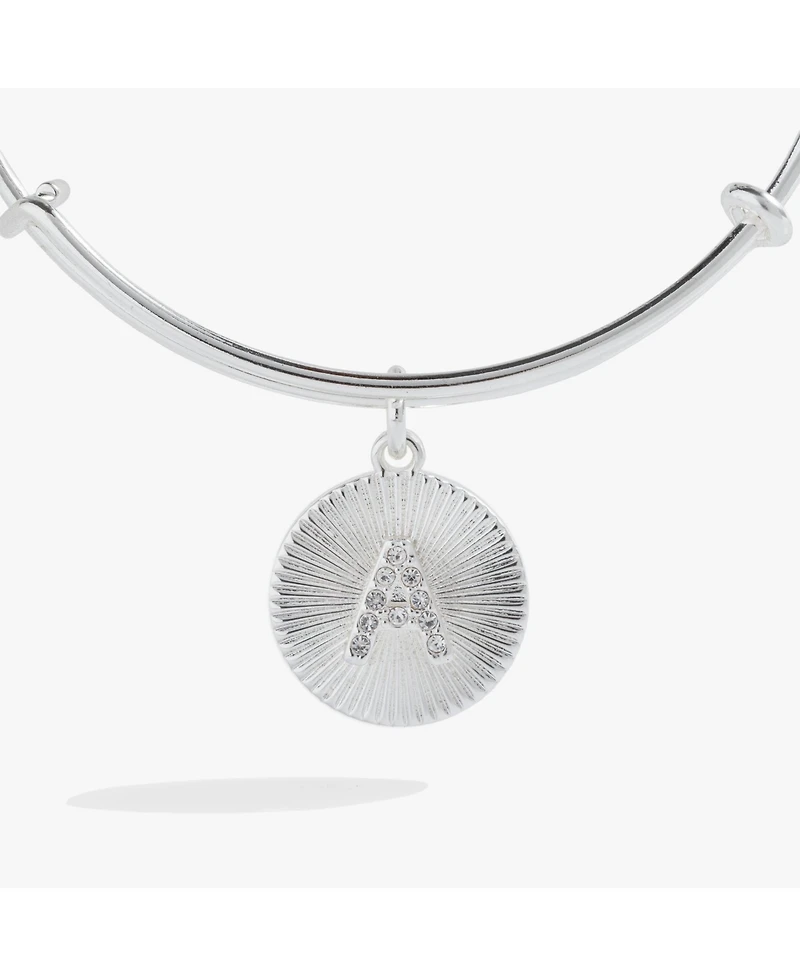 Alex and Ani Pave Starburst Texture Initial Bangle Bracelet V
