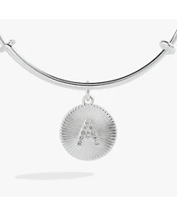 Alex and Ani Pave Starburst Texture Initial Bangle Bracelet V