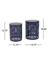 Streamdale Elegant Iron Cut Side Table Set with Cylindrical Structure