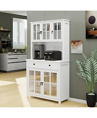 Streamdale 71" Pantry Cabinet w/ Microwave Counter, Adjustable Shelves - White
