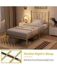 Gymax Twin Size Platform Bed Frame Heavy-duty Metal Bed Frame w/Sturdy Metal Slat Support