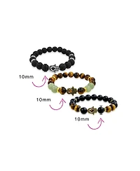 Bling Jewelry Set of 3 Talisman Amulet Stretch Bracelet Set with Natural Stones & Hamsa Hand Charm
