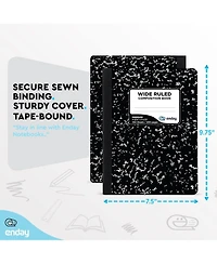 Enday Marble Composition Notebook Wide Ruled Black and White Composition Books 100 Sheets (2 Pack