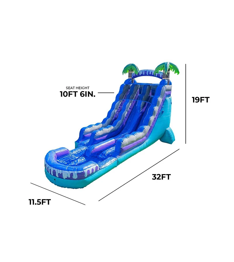 Xjump Tropical Deep Sea 19' Dual Lane Side Loader Water Slide with Pool, for Kids and Adults, Commercial Grade Pvc Vinyl, Outdoor Backyard Fun, Blow U