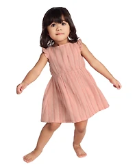 Calvin Klein Baby Girls 2-Piece Striped Gauze Dress and Bloomers Set