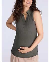 Motherhood Maternity V-Neck Sleeveless Polo Top