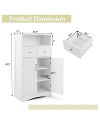 2 Doors Freeestanding Bathroom Floor Cabinet with 2 Drawers and Adjustable Shelves