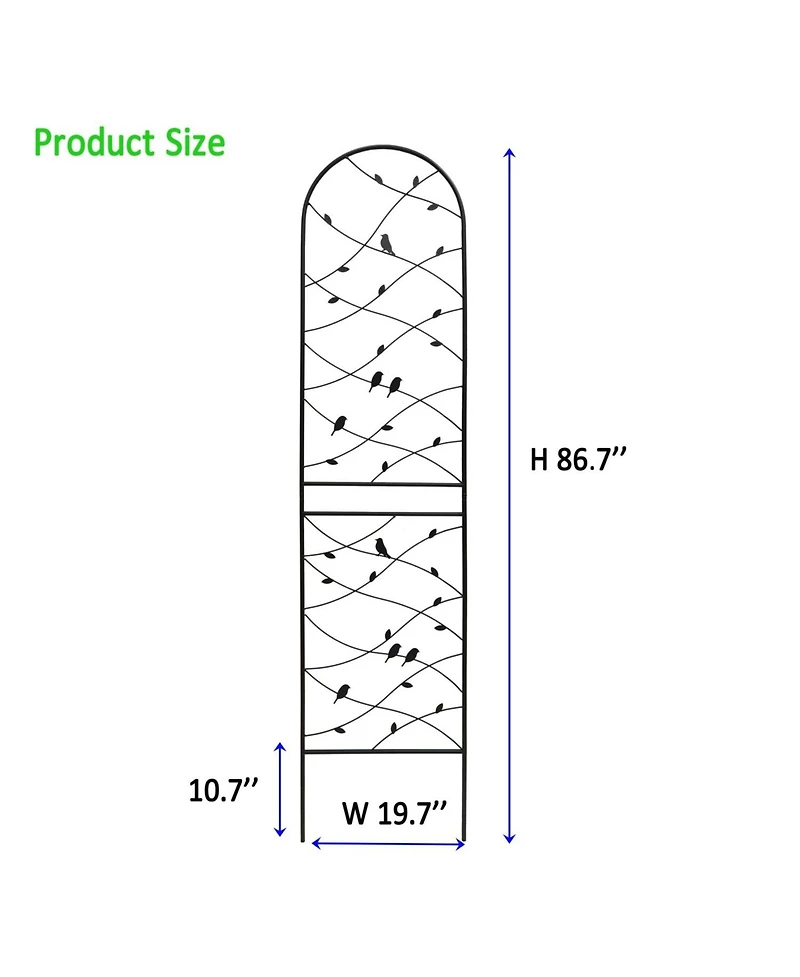 Streamdale 4 Pack Metal Garden Trellis, 86.7", Black