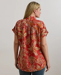 Lauren Ralph Plus Relaxed-Fit Floral Short-Sleeve Shirt