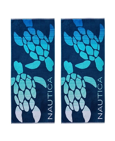 Nautica Turtle Beach Jacquard Beach Towel Set, 68" X 36"
