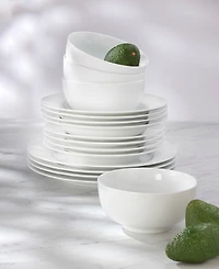Euro Ceramica Essential Classic Rim 16 Pc. Dinnerware Set, Service for 4