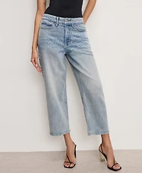 Good American Women's Crystal Stars 90s Cropped Jeans