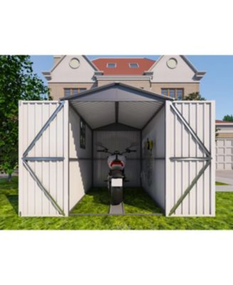 Streamdale Motorcycle Steel Storage Shed Grey White