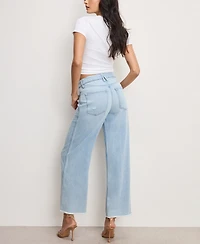 Good American Women's Weightless Skate Cropped Wide-Leg Jeans