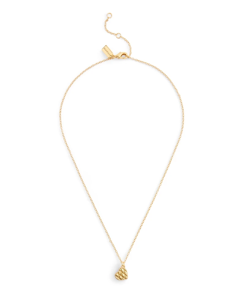 Coach Signature Quilted Heart Pendant Necklace