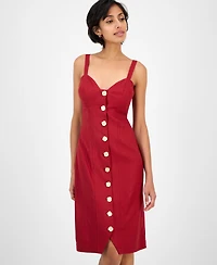 14th Place Juniors' Button-Front Bustier Sleeveless Dress