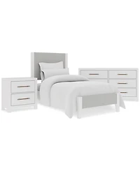 Catriona 3pc Bedroom Set (Twin Upholstered Bed, Dresser & 2-Drawer Nightstand), Created for Macy's