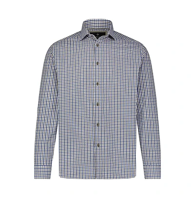 Luchiano Visconti Men's Blue Printed Check Long Sleeve Shirt