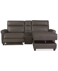 Thandler 3-Pc. Leather Chaise Sectional with 1 Storage Console, Exclusively at Macy's