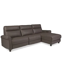 Thandler 3-Pc. Leather Chaise Sectional with 1 Drop Down Table, Exclusively at Macy's