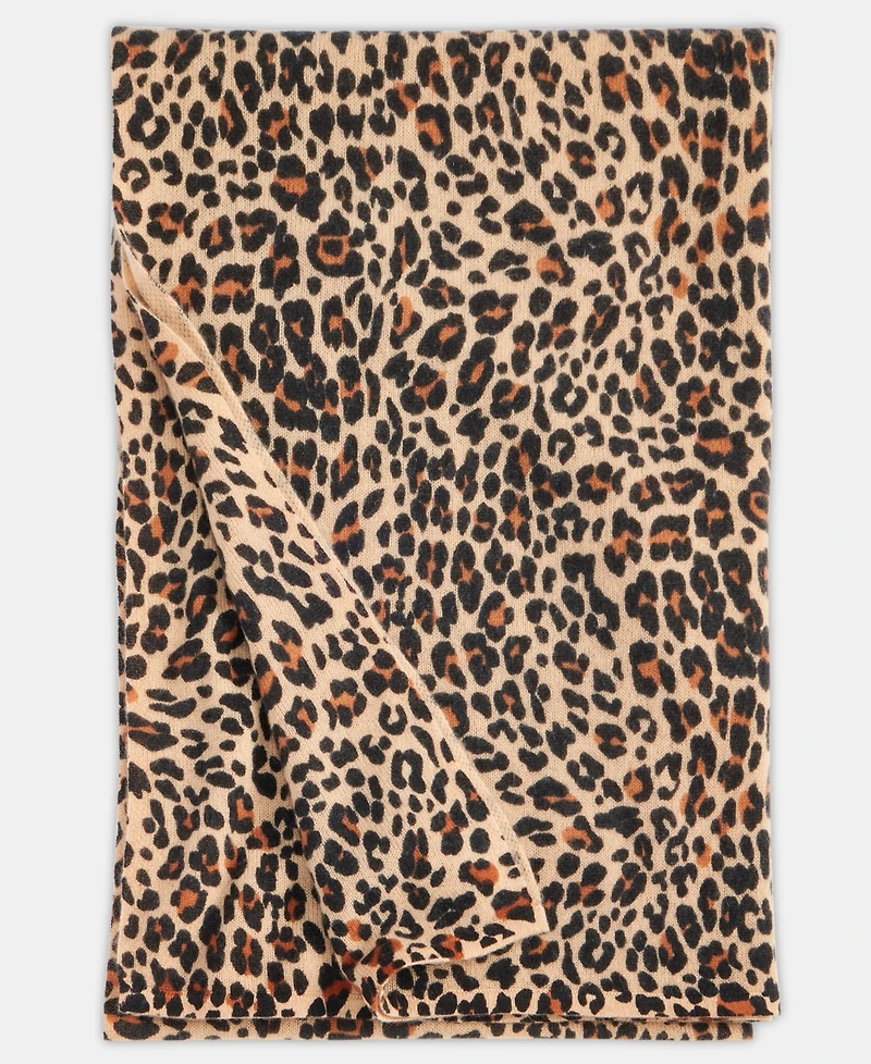 Charter Club Women's 100% Cashmere Leopard-Print Oversized Scarf, Macy's Exclusive