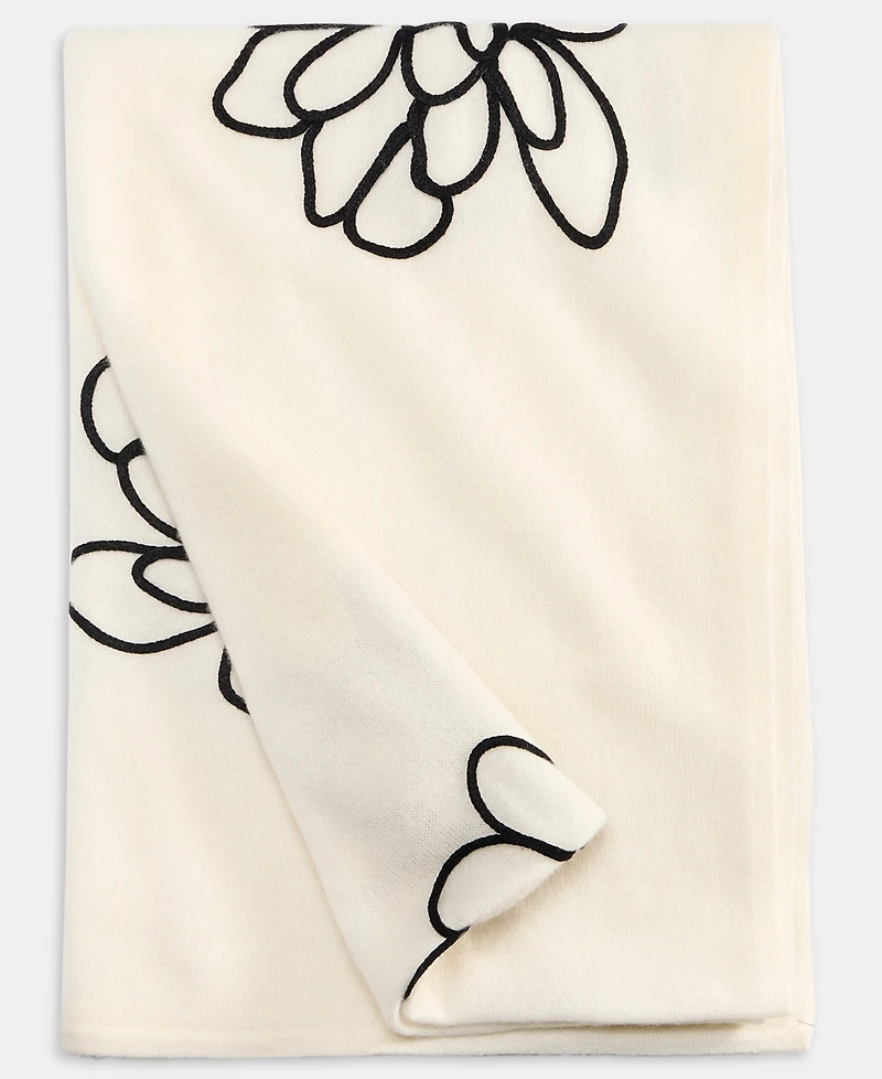 Charter Club Women's 100% Cashmere Embroidered Floral Oversized Scarf, Macy's Exclusive
