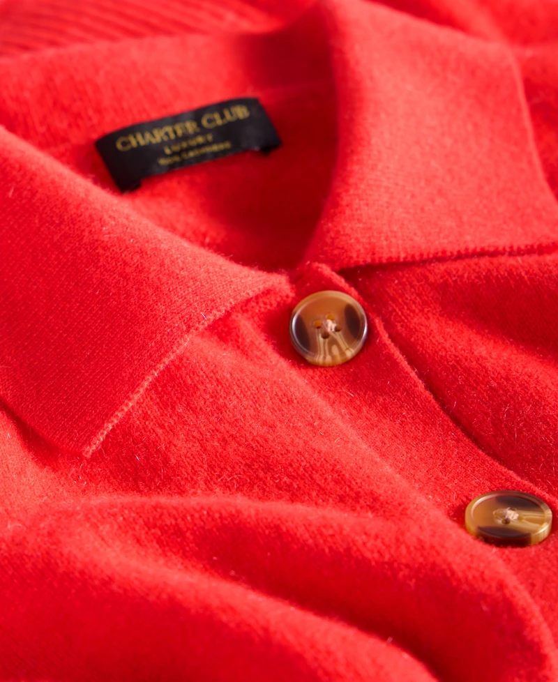 Charter Club Women's 100% Cashmere Collared Shrunken Cardigan, Macy's Exclusive