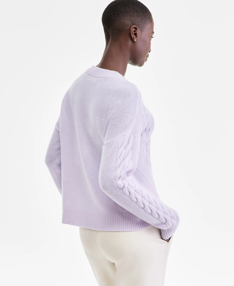 Charter Club Women's 100% Cashmere Placed Cable-Knit V-Neck Sweater, Macy's Exclusive