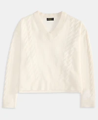 Charter Club Women's 100% Cashmere Placed Cable-Knit V-Neck Sweater, Macy's Exclusive