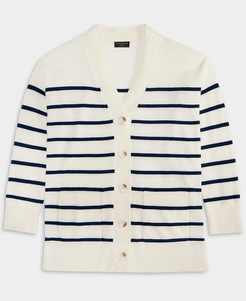Charter Club Women's 100% Cashmere Striped Cardigan Sweater, Macy's Exclusive