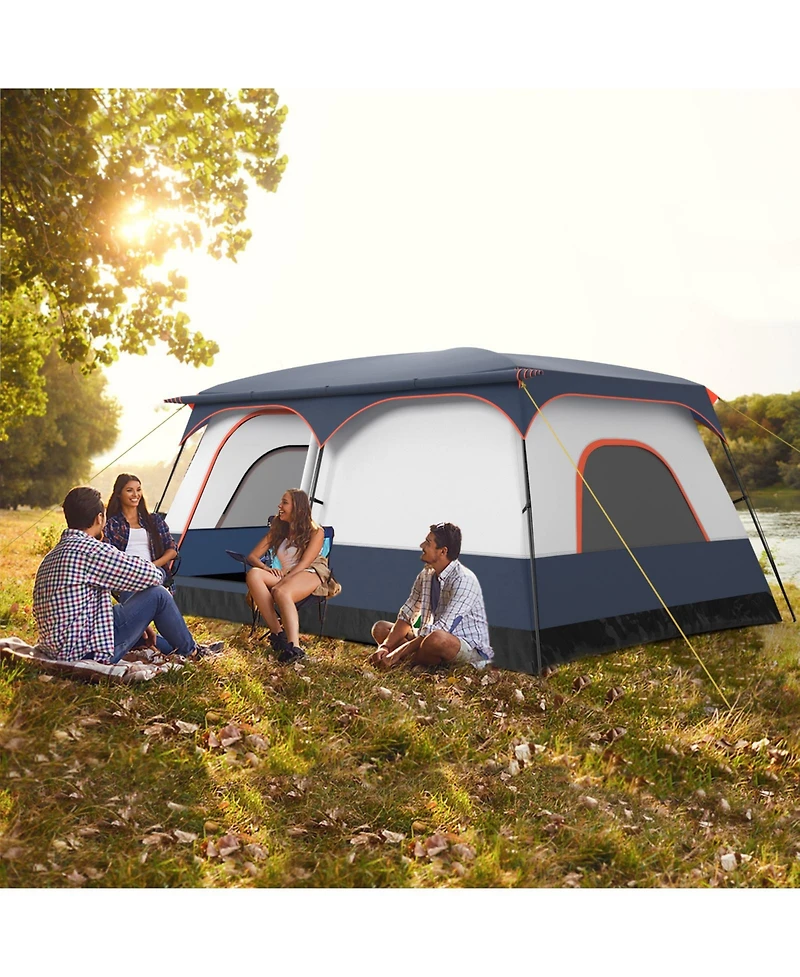8-10 Person Camping Tent with Double Rooms and 2 Doors