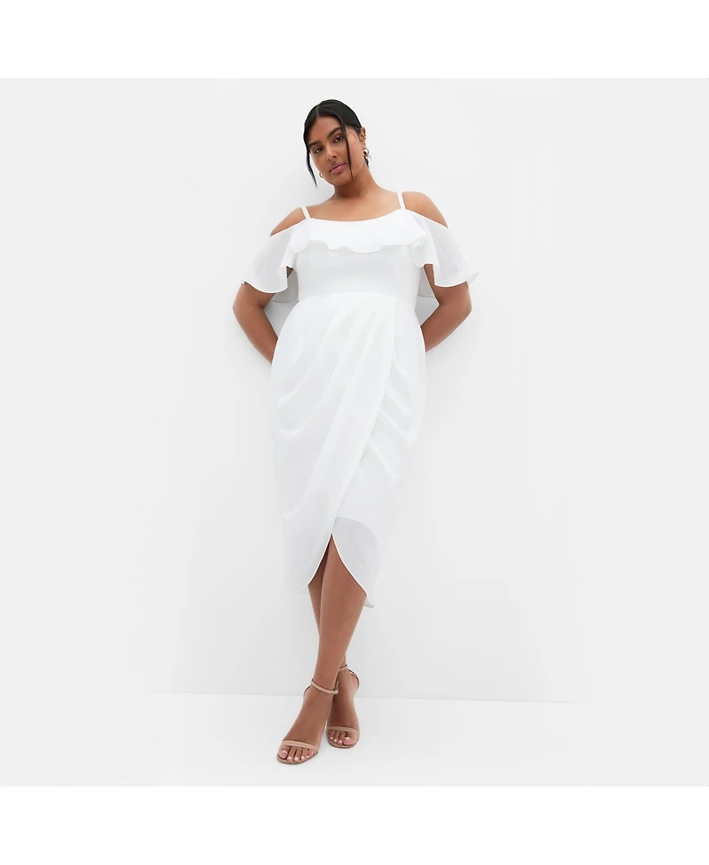 City Chic Plus Flirtation Drape Midi Dress