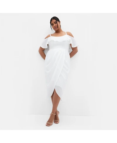 City Chic Plus Flirtation Drape Midi Dress