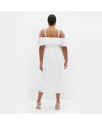 City Chic Plus Flirtation Drape Midi Dress