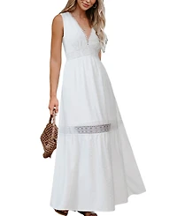 Cupshe Women's Ethereal Lace Trim Maxi Beach Dress