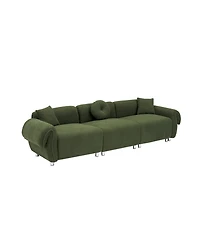Streamdale Green Teddy Velvet Sofa with 3 Pillows