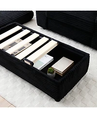 Streamdale Corduroy Loveseat with Ottomans & Pillows