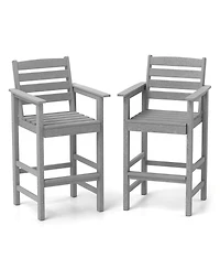 Patio Hdpe Adirondack Bar Chairs Set of 2 with Wide Armrests