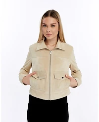 Furniq Uk Women's Cropped Suede Jacket